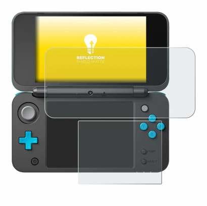 Imagen del dispositivo New Nintendo 2DS XL con una amplia variedad de protectores de pantalla.