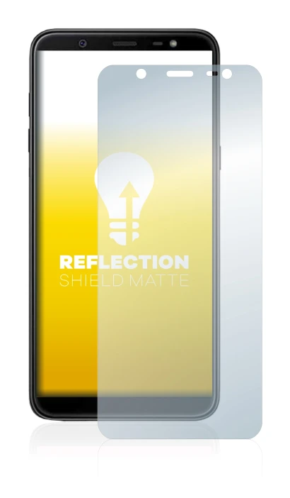 Imagen del dispositivo Samsung Galaxy J8 2018 con una amplia variedad de protectores de pantalla.