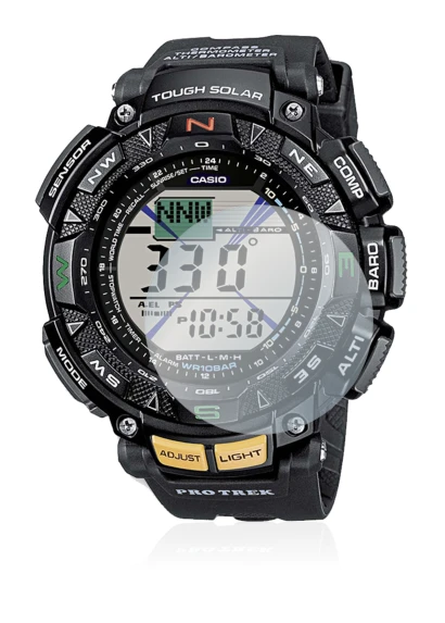 Imagen del dispositivo Casio Pro Trek PRG-240-1ER con una amplia variedad de protectores de pantalla.