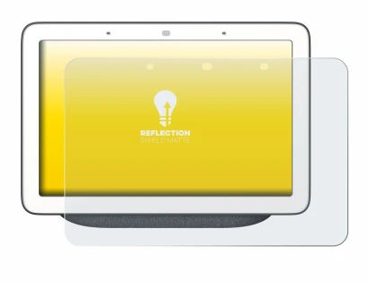 Imagen del dispositivo Google Home Hub con una amplia variedad de protectores de pantalla.