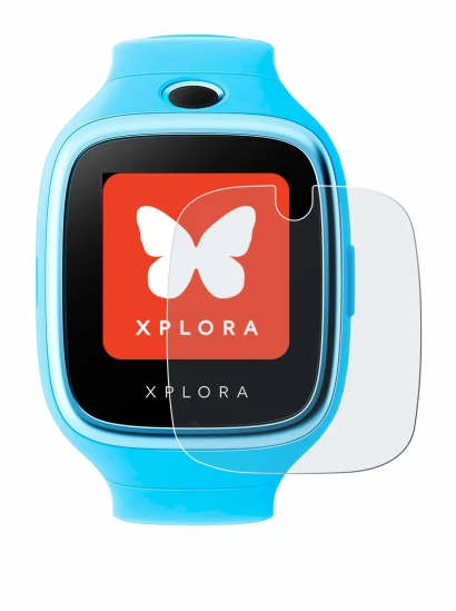 Imagen del dispositivo Xplora Go con una amplia variedad de protectores de pantalla.