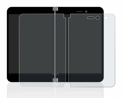 Imagen del dispositivo Microsoft Surface Duo con una amplia variedad de protectores de pantalla.