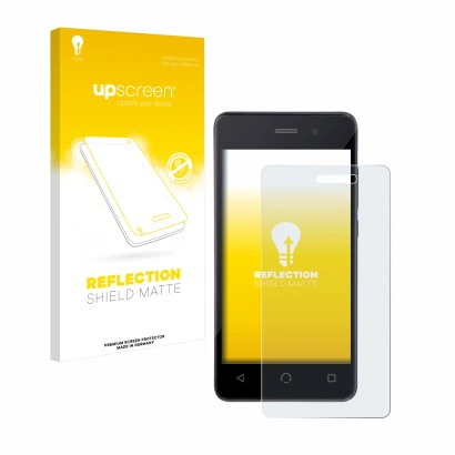 Parte frontal de un envase de producto con el logotipo de la marca upscreen. Al lado se muestra el dispositivo Omnipod Dash co