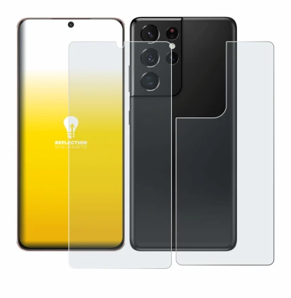 Imagen del dispositivo Samsung Galaxy S21 Ultra 5G (Frontal+Trasero) con una amplia variedad de protectores de pantalla.