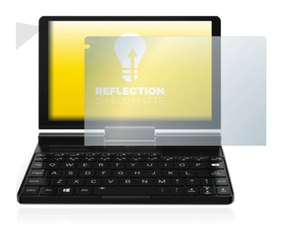 Imagen del dispositivo GPD Pocket 3 con una amplia variedad de protectores de pantalla.