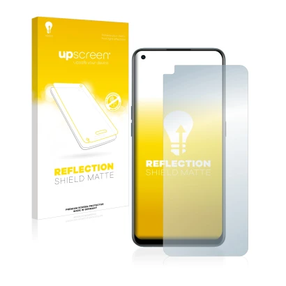 Parte frontal de un envase de producto con el logotipo de la marca upscreen. Al lado se muestra el dispositivo OnePlus Nord CE