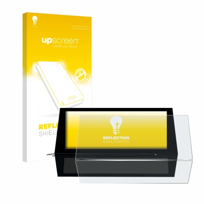 Parte frontal de un envase de producto con el logotipo de la marca upscreen. Al lado se muestra el dispositivo Peugeot 308 202