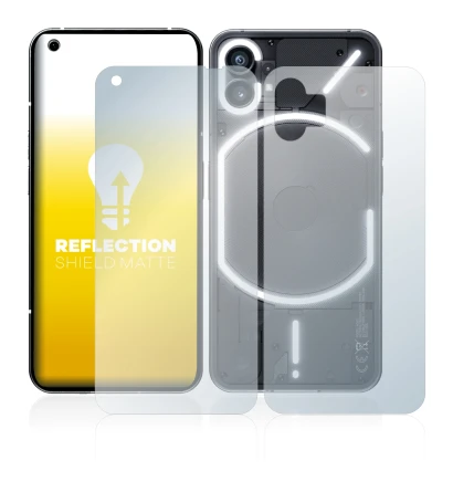 Imagen del dispositivo Nothing Phone (1) (Frontal+Trasero) con una amplia variedad de protectores de pantalla.