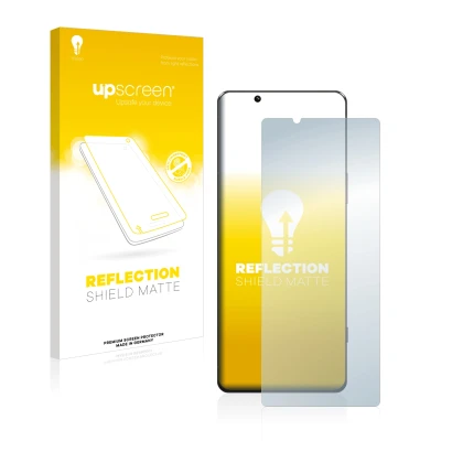 Parte frontal de un envase de producto con el logotipo de la marca upscreen. Al lado se muestra el dispositivo Sony Xperia 5 I