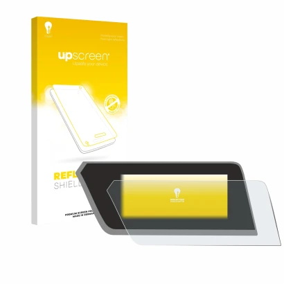 Parte frontal de un envase de producto con el logotipo de la marca upscreen. Al lado se muestra el dispositivo BMW 1 F40 2023