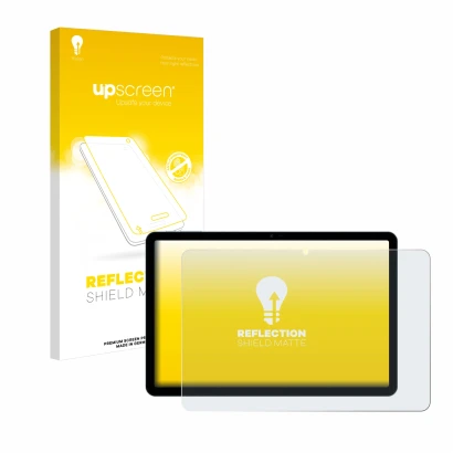 Parte frontal de un envase de producto con el logotipo de la marca upscreen. Al lado se muestra el dispositivo Doogee T30 Pro 