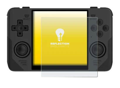 Imagen del dispositivo Powkiddy RGB30 con una amplia variedad de protectores de pantalla.