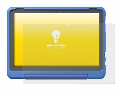 Imagen del dispositivo Amazon Fire HD 10 Kids Pro 2023 con una amplia variedad de protectores de pantalla.