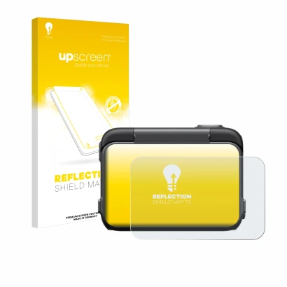 Parte frontal de un envase de producto con el logotipo de la marca upscreen. Al lado se muestra el dispositivo Insta360 Ace Pr