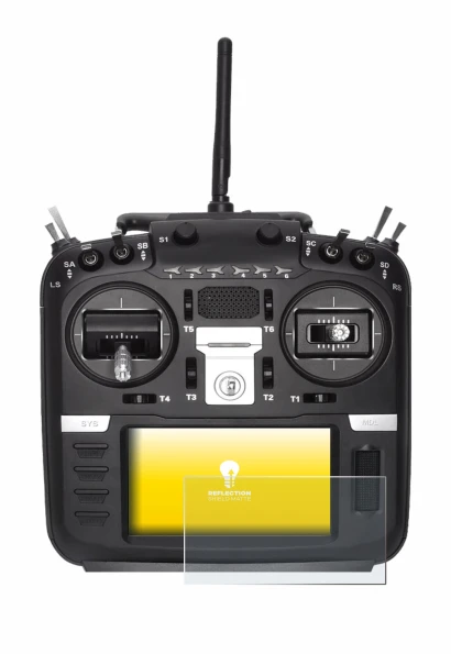 Imagen del dispositivo Radiomaster TX16S Mark II con una amplia variedad de protectores de pantalla.