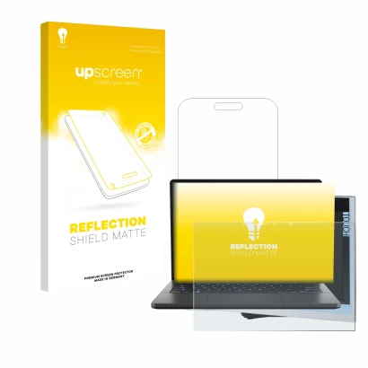 Parte frontal de un envase de producto con el logotipo de la marca upscreen. Al lado se muestra el dispositivo ASUS ROG Zephyr