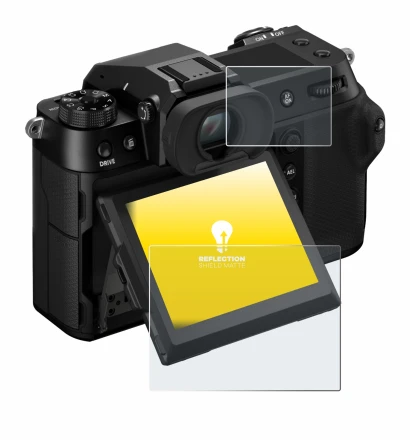 Imagen del dispositivo Fujifilm GFX100S II (Pantalla + pantalla de hombro) con una amplia variedad de protectores de pantalla.