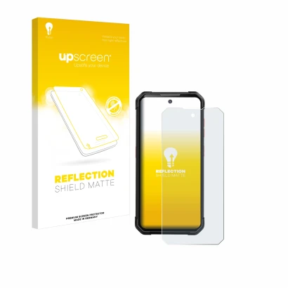 Parte frontal de un envase de producto con el logotipo de la marca upscreen. Al lado se muestra el dispositivo iiiF150 B2 con