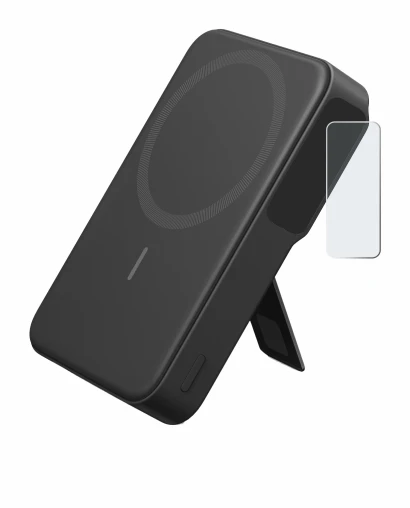 Imagen del dispositivo Anker MagGo con una amplia variedad de protectores de pantalla.