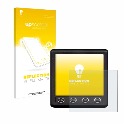 Parte frontal de un envase de producto con el logotipo de la marca upscreen. Al lado se muestra el dispositivo Nasa Marine Ins