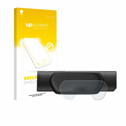 Parte frontal de un envase de producto con el logotipo de la marca upscreen. Al lado se muestra el dispositivo Segway Ninebot 