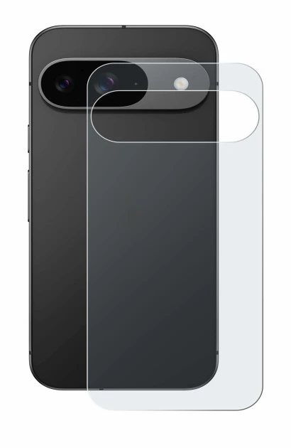 Imagen del dispositivo Google Pixel 9 (Trasero) con una amplia variedad de protectores de pantalla.