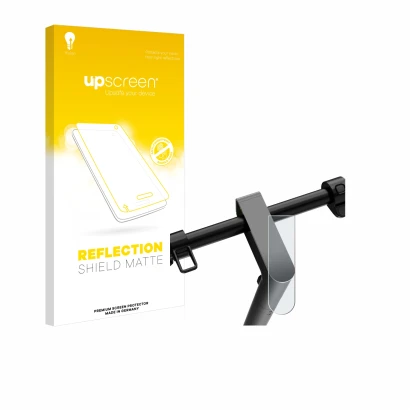 Parte frontal de un envase de producto con el logotipo de la marca upscreen. Al lado se muestra el dispositivo Navee S65 con s