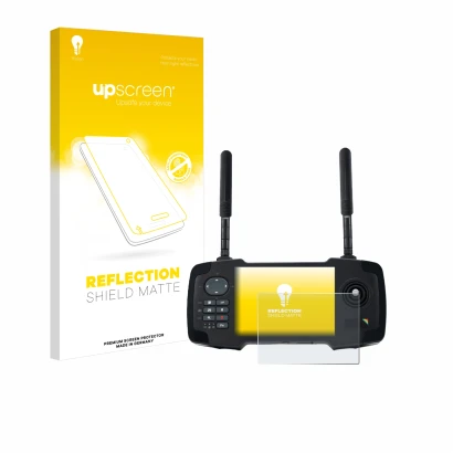 Parte frontal de un envase de producto con el logotipo de la marca upscreen. Al lado se muestra el dispositivo Toslon XR500 co