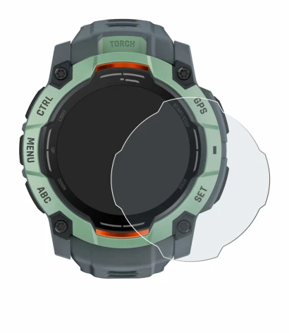 Imagen del dispositivo Garmin Instinct 3 AMOLED (50 mm) con una amplia variedad de protectores de pantalla.