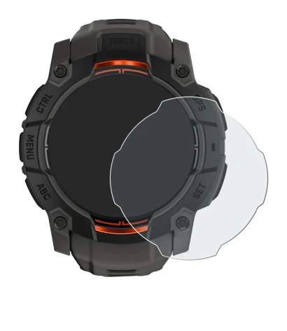 Imagen del dispositivo Garmin Instinct 3 Solar (50 mm) con una amplia variedad de protectores de pantalla.