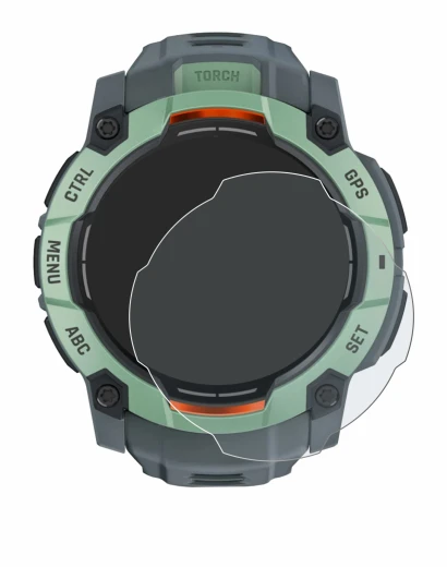 Imagen del dispositivo Garmin Instinct 3 AMOLED (45 mm) con una amplia variedad de protectores de pantalla.