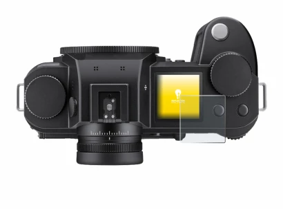 Imagen del dispositivo Leica SL3-S (pantalla de hombro) con una amplia variedad de protectores de pantalla.