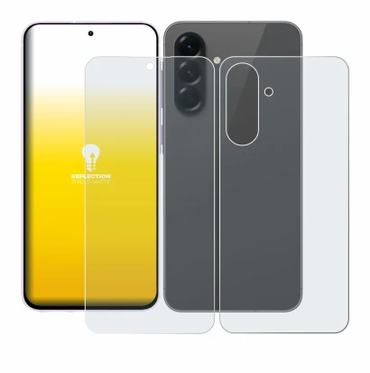 Imagen del dispositivo Samsung Galaxy A56 5G (Frontal+Trasero) con una amplia variedad de protectores de pantalla.