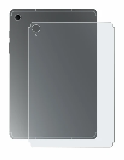Imagen del dispositivo Samsung Galaxy Tab S10 FE (Trasero) con una amplia variedad de protectores de pantalla.