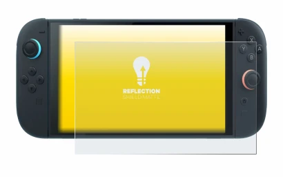 Imagen del dispositivo Nintendo Switch 2 con una amplia variedad de protectores de pantalla.