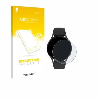 Parte frontal de un envase de producto con el logotipo de la marca upscreen. Al lado se muestra el dispositivo Levowatch EDGY 