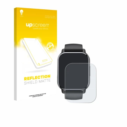 Parte frontal de un envase de producto con el logotipo de la marca upscreen. Al lado se muestra el dispositivo Poounur T80 1.9