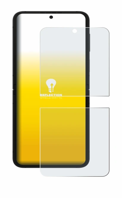 Imagen del dispositivo Samsung Galaxy Z Flip 7 FE con una amplia variedad de protectores de pantalla.