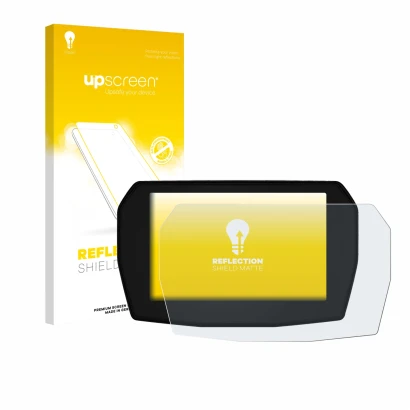 Parte frontal de un envase de producto con el logotipo de la marca upscreen. Al lado se muestra el dispositivo Ducati Multistr