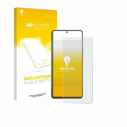 Parte frontal de un envase de producto con el logotipo de la marca upscreen. Al lado se muestra el dispositivo Vivo iQOO Neo 1