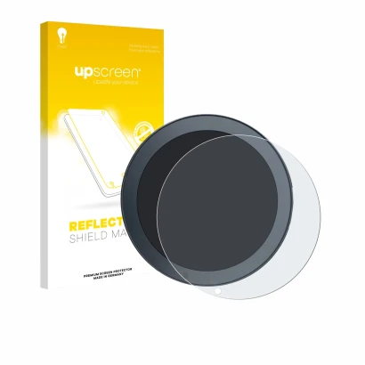 Parte frontal de un envase de producto con el logotipo de la marca upscreen. Al lado se muestra el dispositivo QJ Motor SRV 60