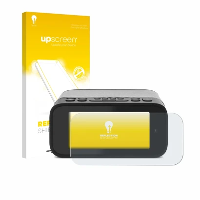 Parte frontal de un envase de producto con el logotipo de la marca upscreen. Al lado se muestra el dispositivo TechniSat Digit
