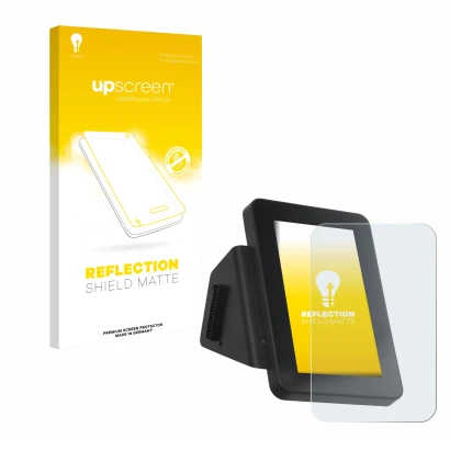 Parte frontal de un envase de producto con el logotipo de la marca upscreen. Al lado se muestra el dispositivo Anycubic Kobra