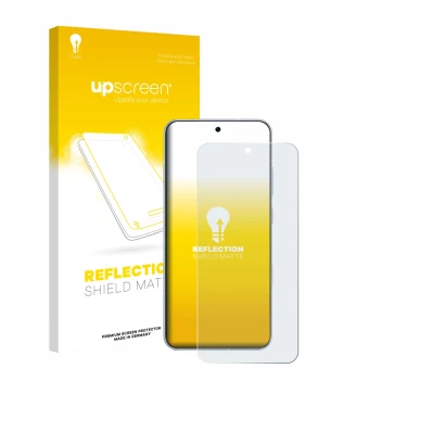 Parte frontal de un envase de producto con el logotipo de la marca upscreen. Al lado se muestra el dispositivo Honor Win RT co