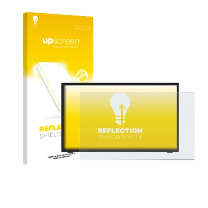 Parte frontal de un envase de producto con el logotipo de la marca upscreen. Al lado se muestra el dispositivo Elo TouchSystem
