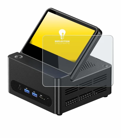 Imagen del dispositivo AOOSTAR G-FLIP H255 con una amplia variedad de protectores de pantalla.