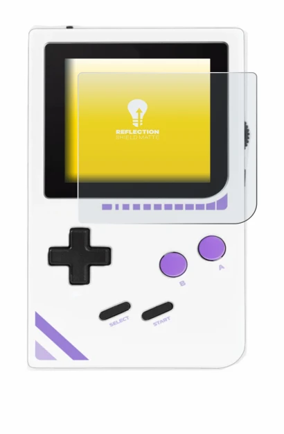 Imagen del dispositivo Modretro Chromatic con una amplia variedad de protectores de pantalla.