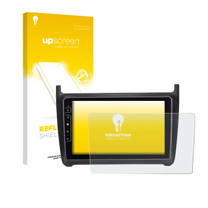 Parte frontal de un envase de producto con el logotipo de la marca upscreen. Al lado se muestra el dispositivo Dynavin D9-69H