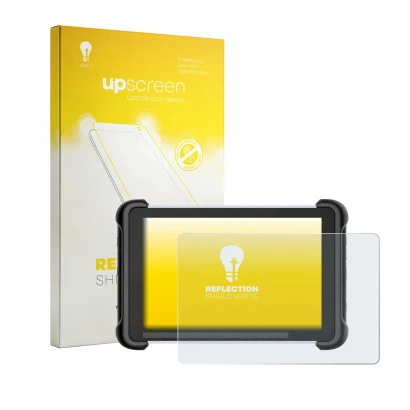 Parte frontal de un envase de producto con el logotipo de la marca upscreen. Al lado se muestra el dispositivo MUCAR 892BT con