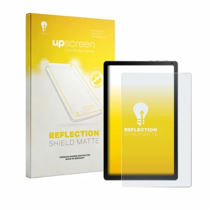 Parte frontal de un envase de producto con el logotipo de la marca upscreen. Al lado se muestra el dispositivo Yicty KB1004 co